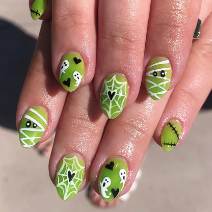 Whimsical Halloween-Themed Press-On Nail Art Set Acalora
