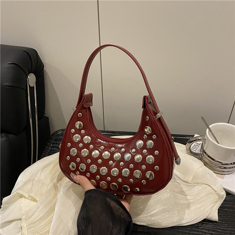Studded Leather Hobo Bag Acalora