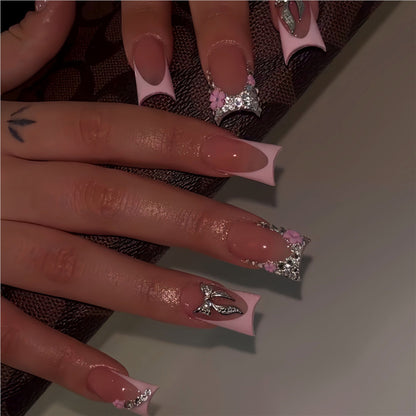 Decorative 3D Floral Acrylic Press-On Nails Acalora