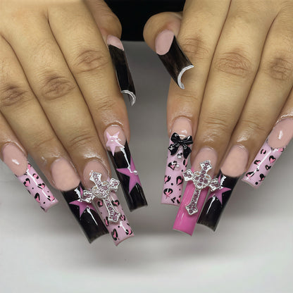 Decorative Cross and Bow Nail Art Acalora