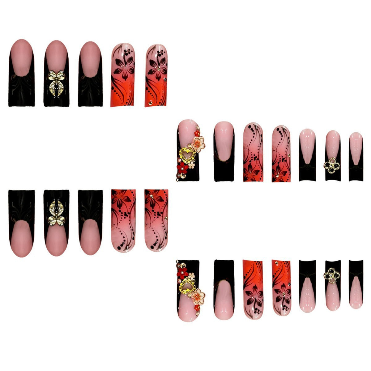 Decorative Floral Design Press-On Nails Acalora