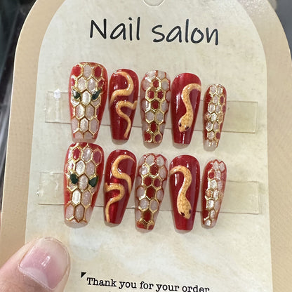Artistic Snake Design Press-On Nail Set Acalora