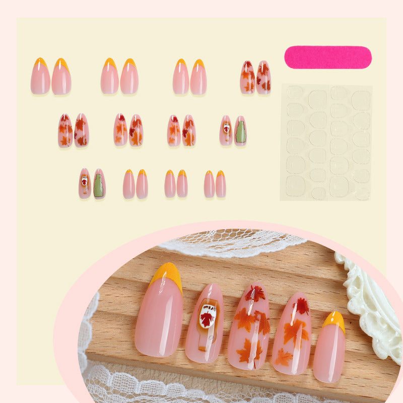 Autumn-Inspired Press-On Nail Art Set Acalora