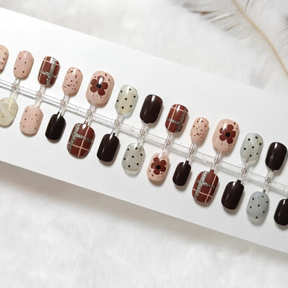 Artificial nails with floral and glittering design Acalora