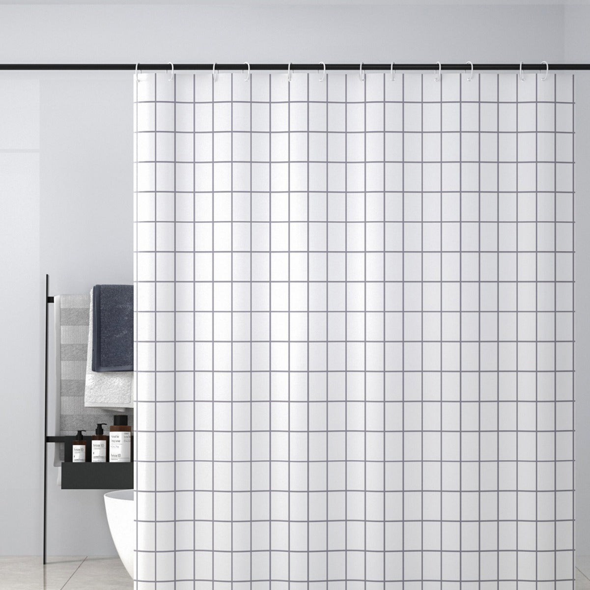 Minimalist Grid Pattern Shower Curtain