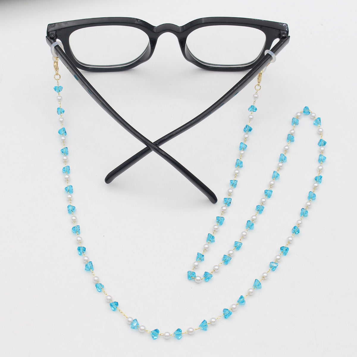 Stylish Pearl and Crystal Eyewear Chain Acalora