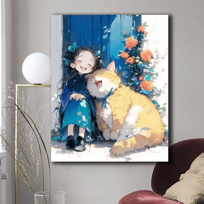 Illustrated Cat-Themed Wall Art