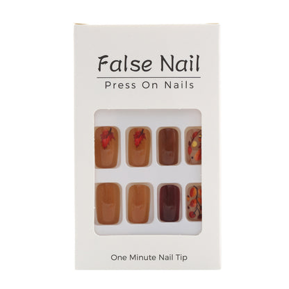 Artificial Nail Set with Natural Autumn Design Acalora