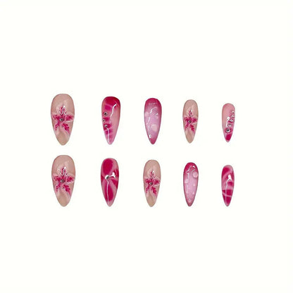 Artistic Stiletto Nail Art Set with Floral Accents Acalora