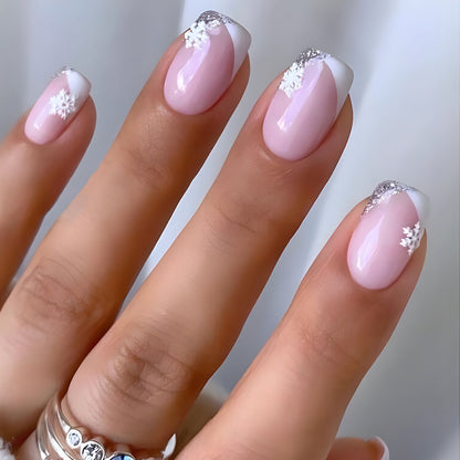 Artificial nails with glamorous snowflake design Acalora