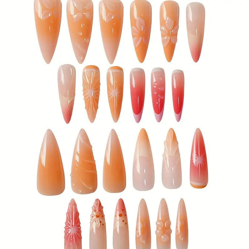 Exquisite Floral Press-On Nail Art Acalora