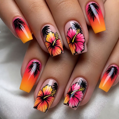 Tropical design artificial nails Acalora