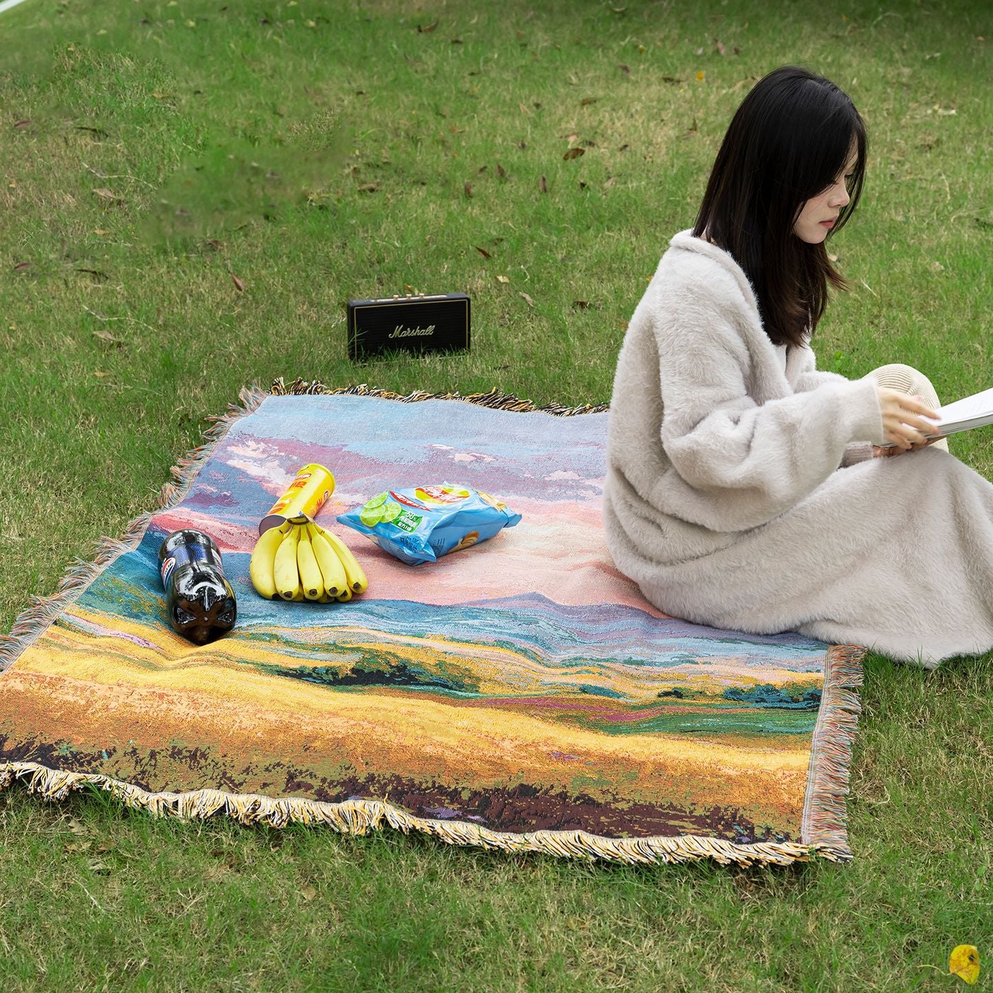 Scenic Landscape Woven Throw Blanket