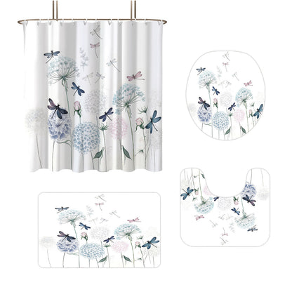 Artistic Dragonfly-Themed Four-Piece Digital Bathroom Set