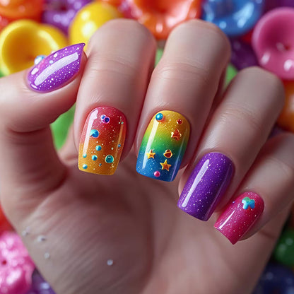 Creative Rainbow Gradient Nail Art Acalora
