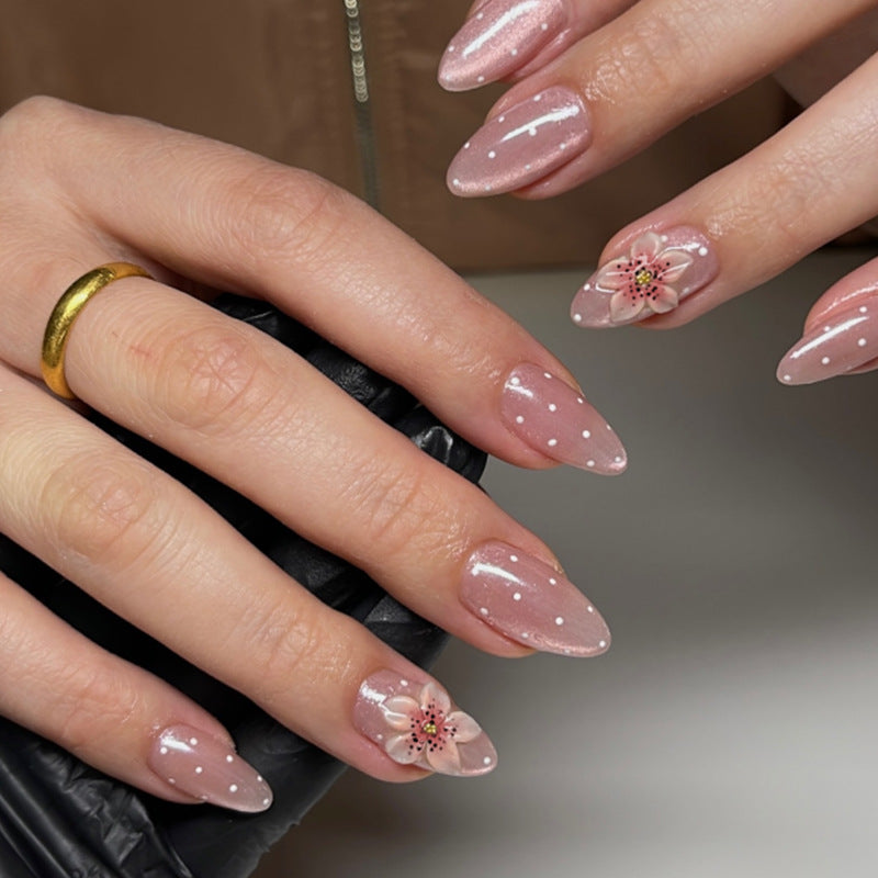 Premium Adhesive Press-On Nail Set with Floral Patterns Acalora