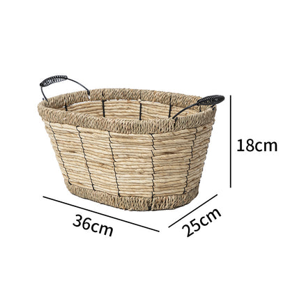 Practical storage basket with stainless steel handles