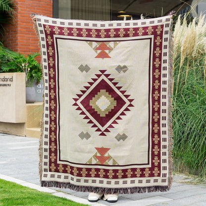 Decorative Geometric Fringe Throw Blanket