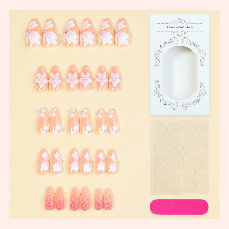 Floral Embellished Press-On Nails Acalora