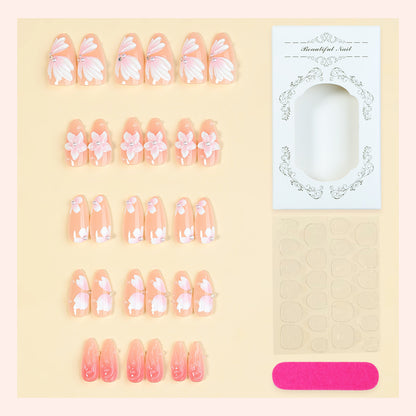 Floral Embellished Press-On Nails Acalora