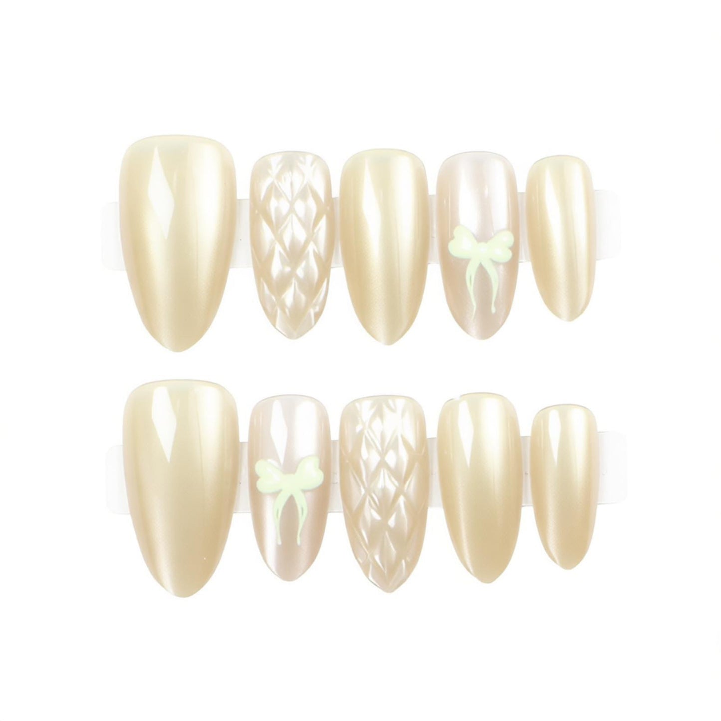 Elegant Press-On Nail Art Set with Decorative Floral Elements Acalora
