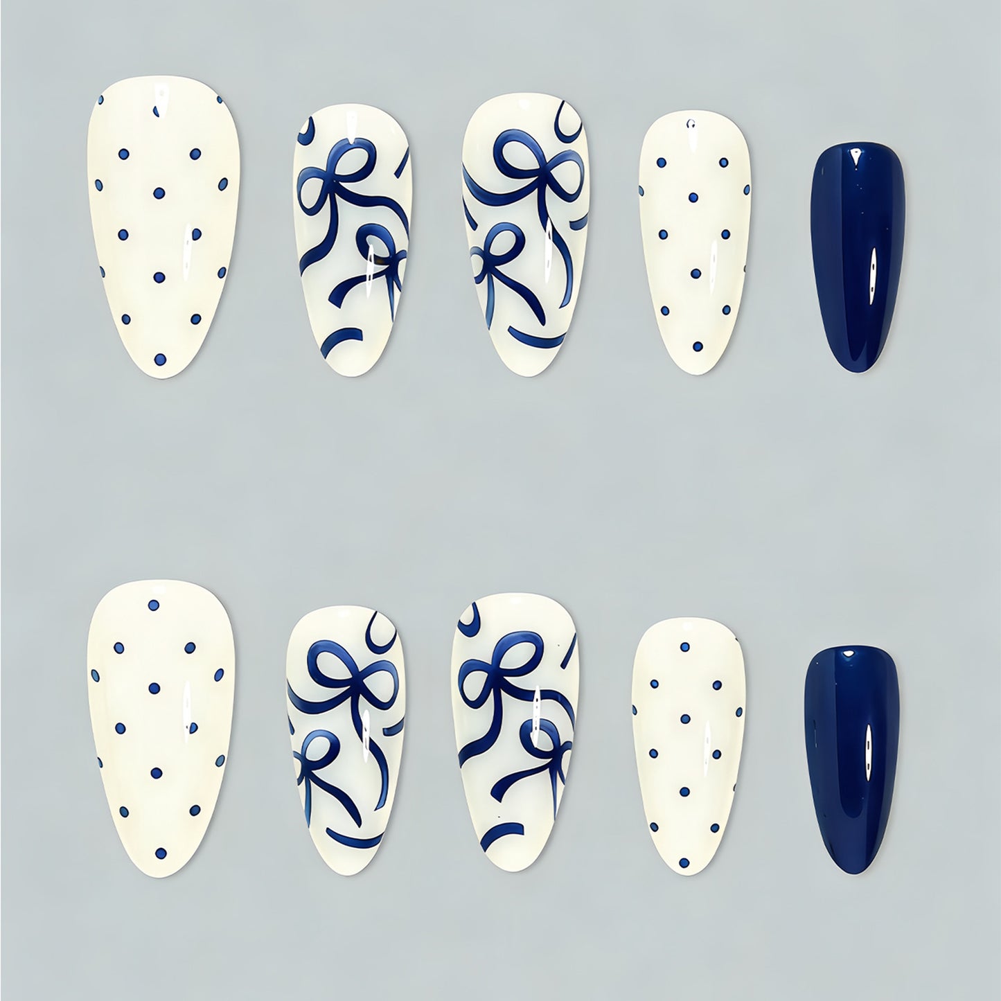 Artistic Bow and Dot Press-On Nail Set Acalora