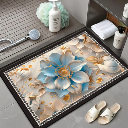 Floral Patterned Bath Mat Acalora
