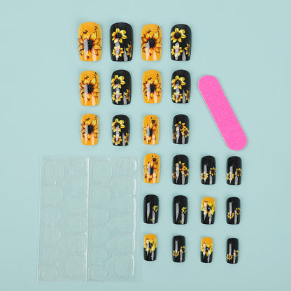 Artificial nails in floral design with sunflower motif Acalora
