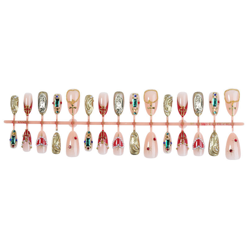 Decorative Press-On Nail Kit with Gem Accents Acalora