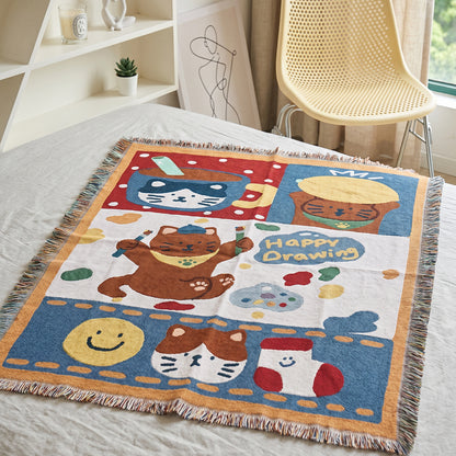Playful Spring-Themed Throw Blanket