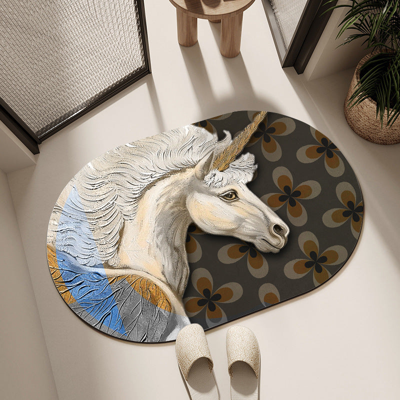 Artistic Horse-Themed Bath Mat Acalora