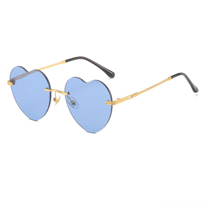 Women's Heart-shaped Sunglasses with mirrored lenses and golden frame Karnz