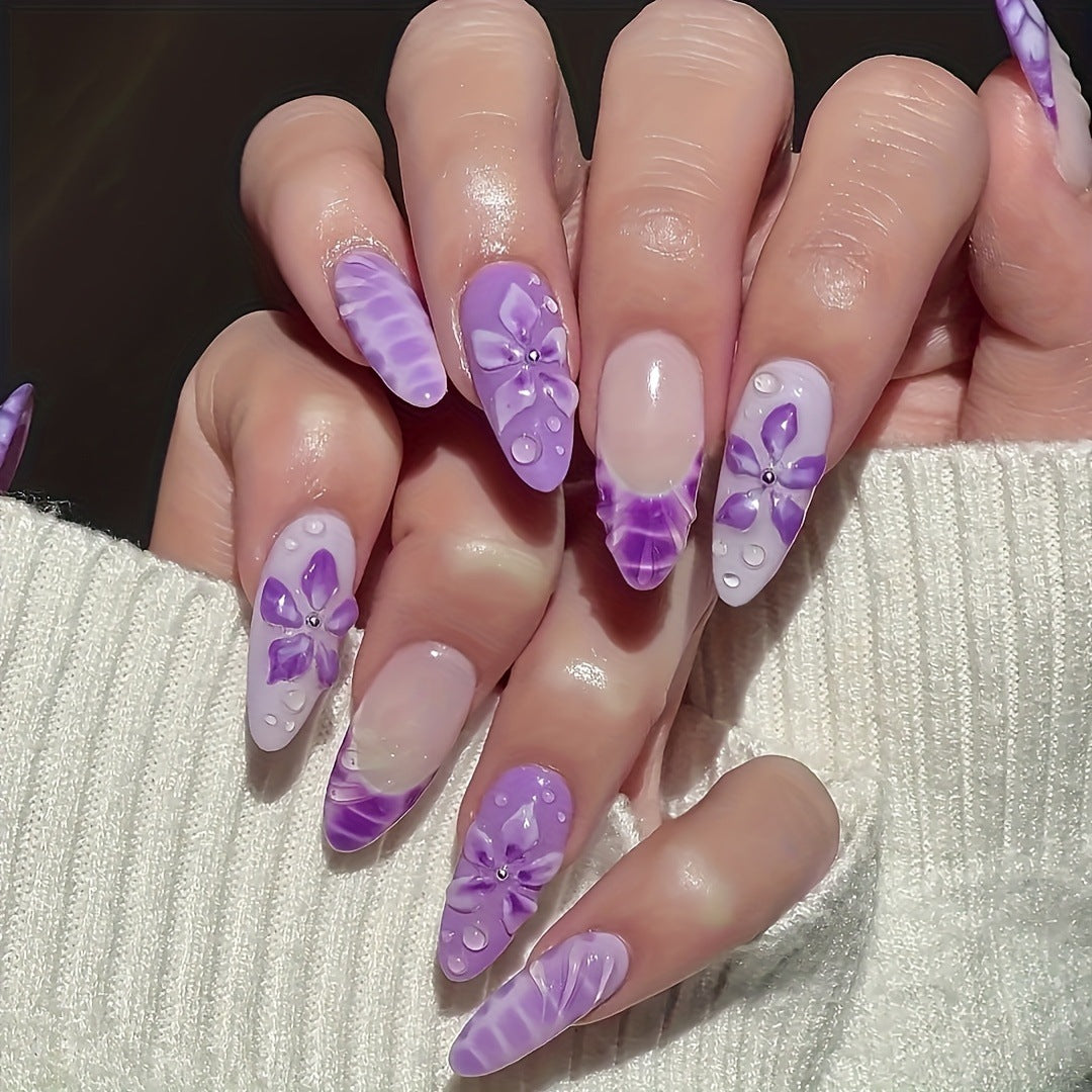 Premium Floral Press-On Nails Acalora