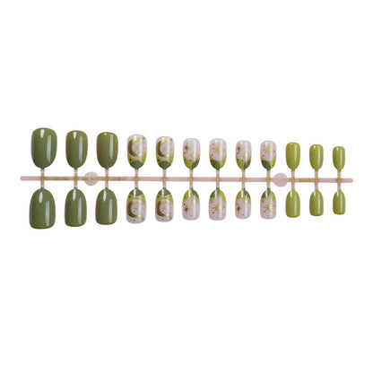 Decorative Press-On Nail Art Set with Botanical Inspirations Acalora