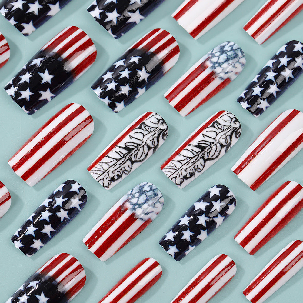 Creative artificial nails with patriotic design Acalora