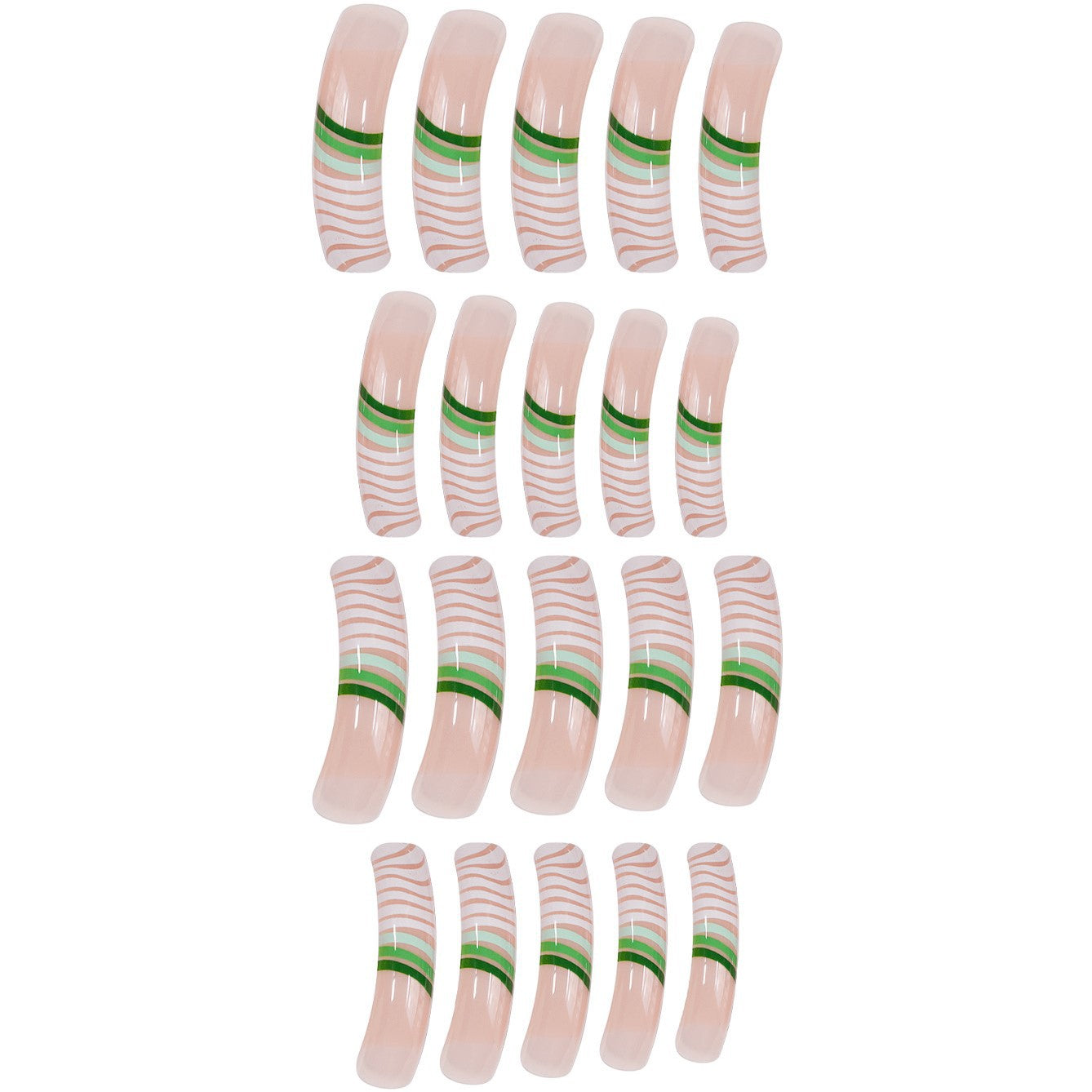 Artistic Long Press-On Nail Set with Unique Striped Design Acalora