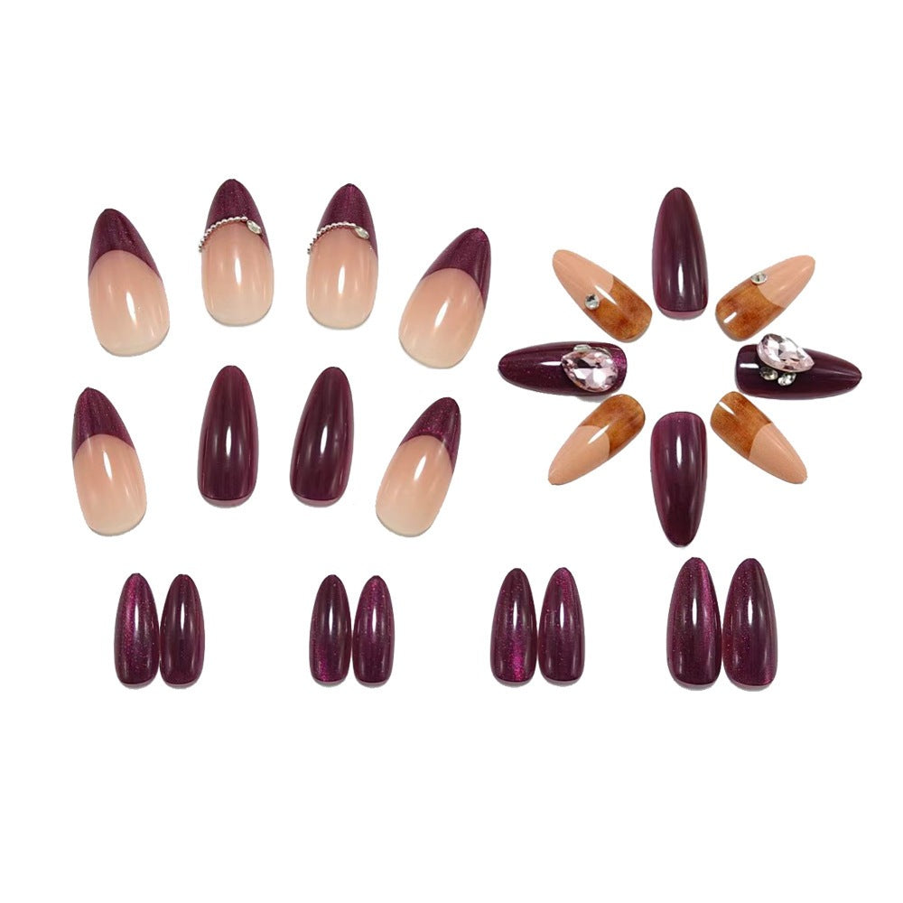 Artificial nails in elegant French design with glitter accents Acalora