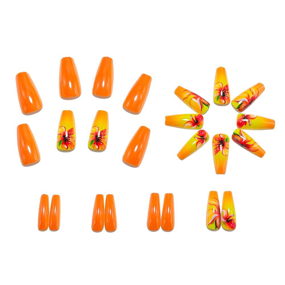 Acrylic nails with gradient color and floral design Acalora