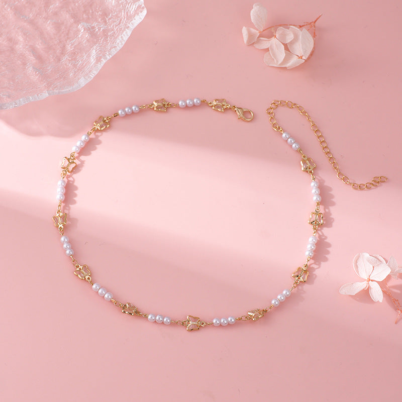 Decorative Pearl and Butterfly Eyewear Chain Acalora
