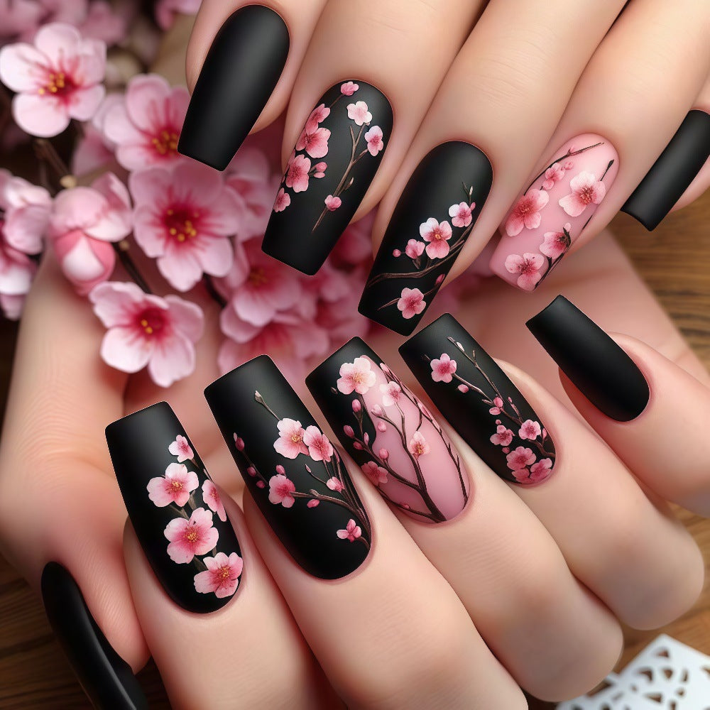 Artificial nails with timeless cherry blossom designs Acalora