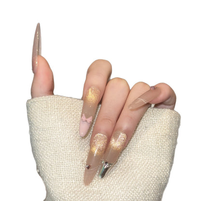 Handmade Press-On Nail Set with Decorative Accents Acalora