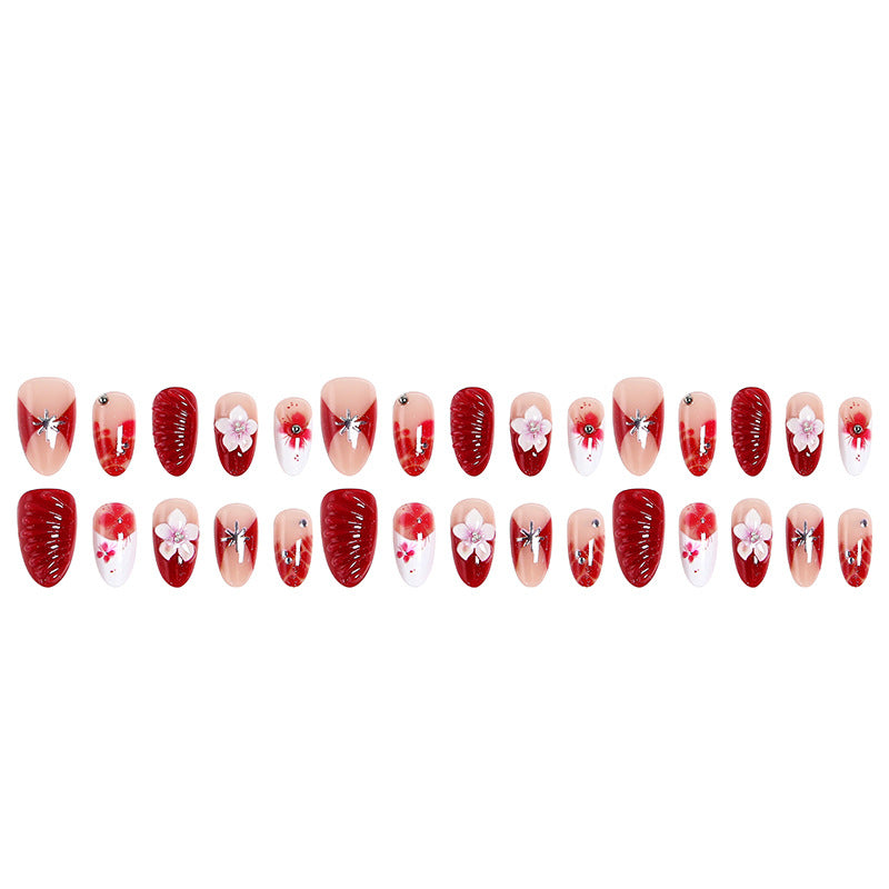 Luxury designed artificial nails with flower accents Acalora