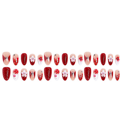 Luxury designed artificial nails with flower accents Acalora