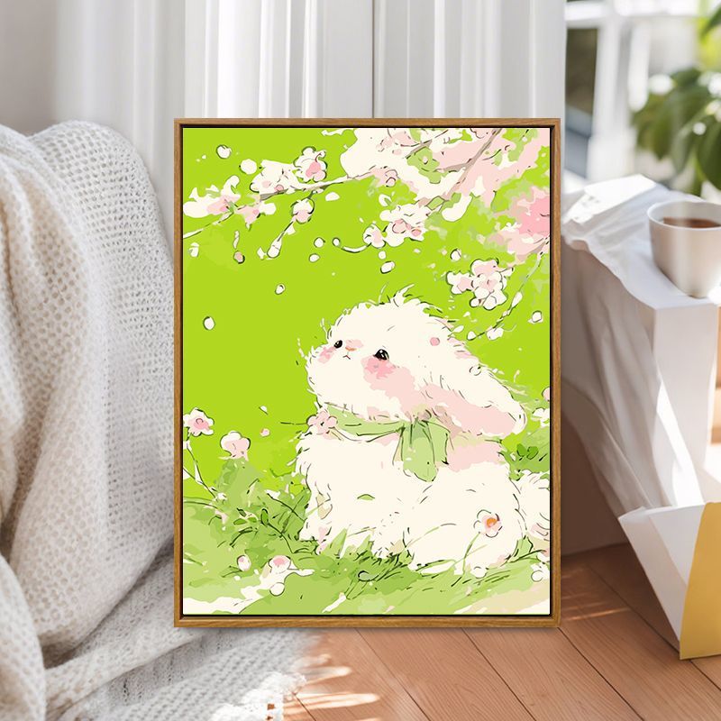 Whimsical Bunny Illustration Canvas Art