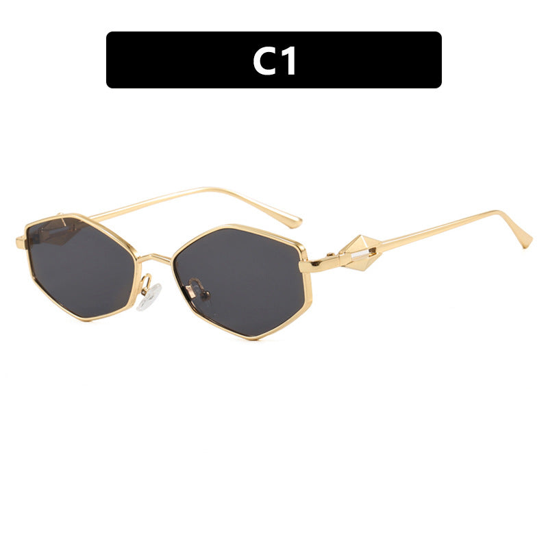 Women's geometric sunglasses with protective UV filter and high-end metal frame Karnz