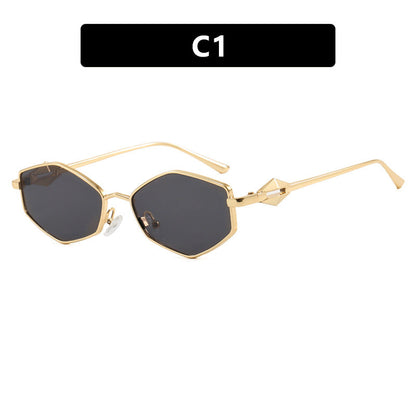Women's geometric sunglasses with protective UV filter and high-end metal frame Karnz