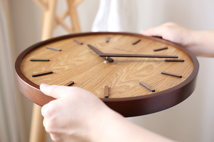 Minimalist silent wood wall clock 12 inch