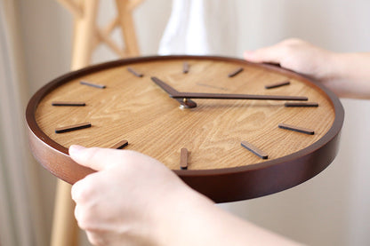 Minimalist Quiet Wood Wall Clock 12 Inch