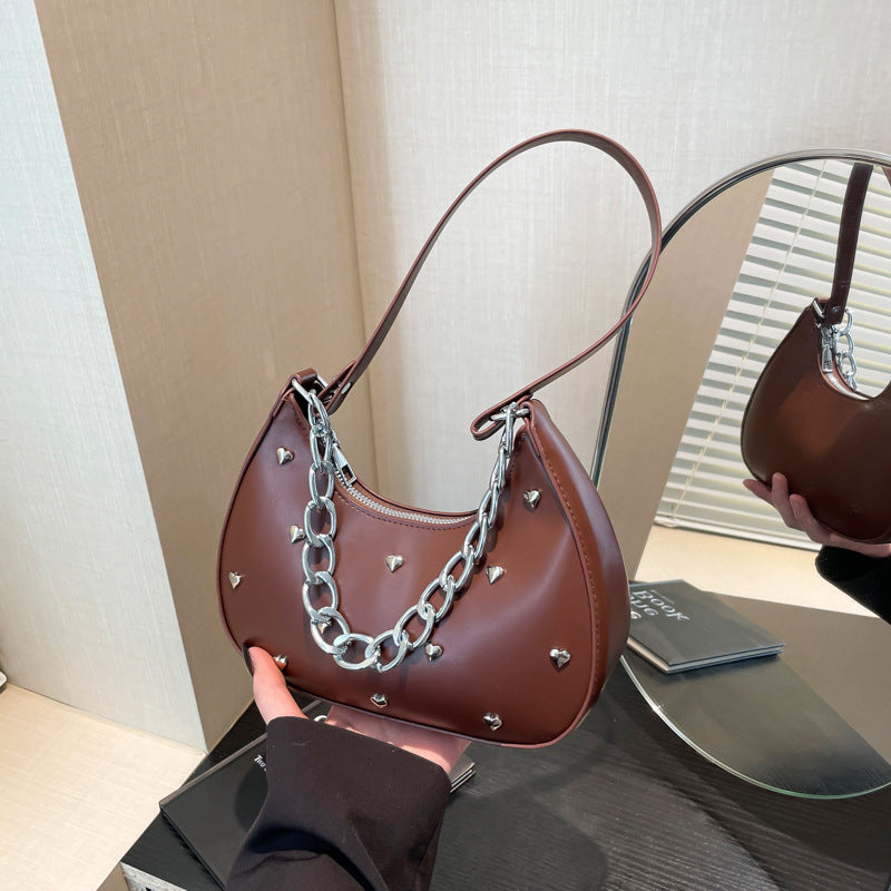 Chic Heart-Embellished Shoulder Bag Acalora