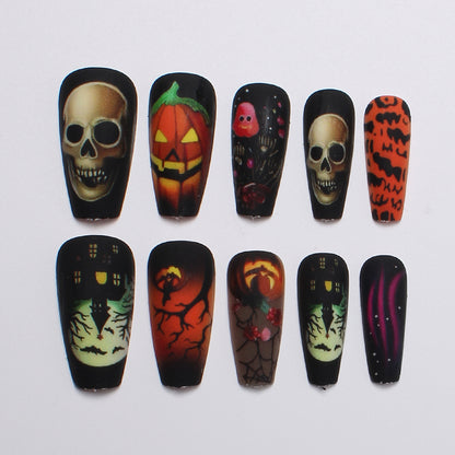 Acrylic nail set with creepy Halloween motif Acalora